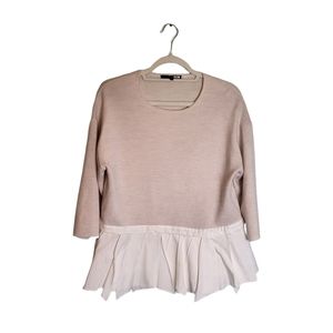Tibi Merino Wool Layered Mixed Media Blouse